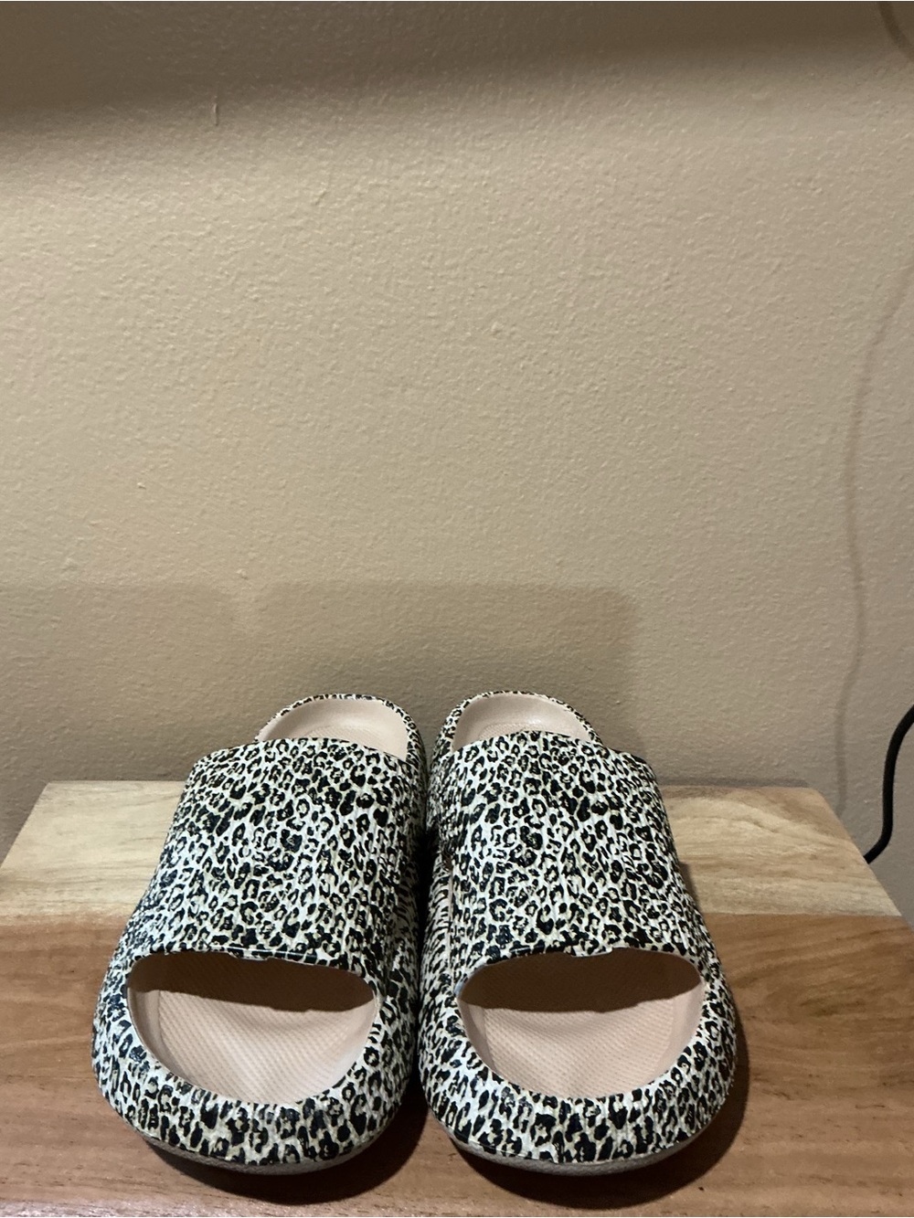 Women's Leopard Print Slide Mules - Black & Khaki